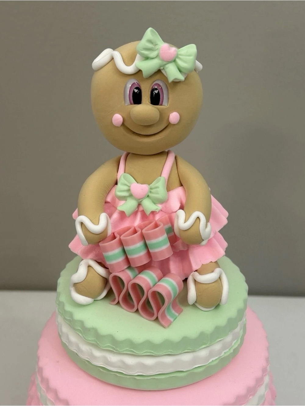 Pastel Pink & Mint Fake Macaroon Gingerbread Handmade Faux Dessert Display - Picture 2 of 8